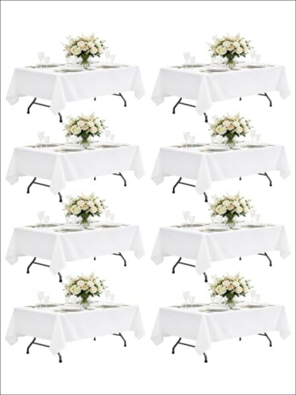 8 Pack Tablecloth 60x102 Inch Rectangle Polyester Wrinkle Stain Resistant